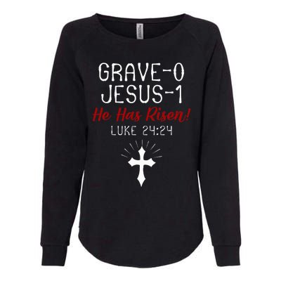 Grave 0 Jesus 1 He Has A Risen Jesus Religious Easter Luke Womens California Wash Sweatshirt