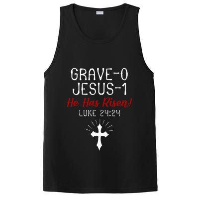 Grave 0 Jesus 1 He Has A Risen Jesus Religious Easter Luke PosiCharge Competitor Tank