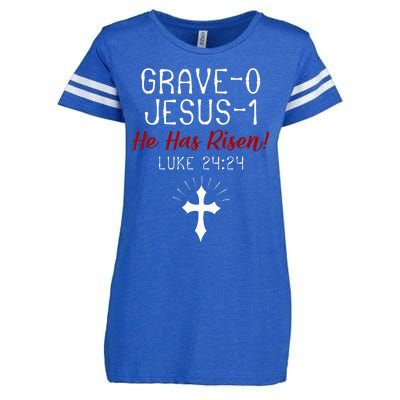 Grave 0 Jesus 1 He Has A Risen Jesus Religious Easter Luke Enza Ladies Jersey Football T-Shirt