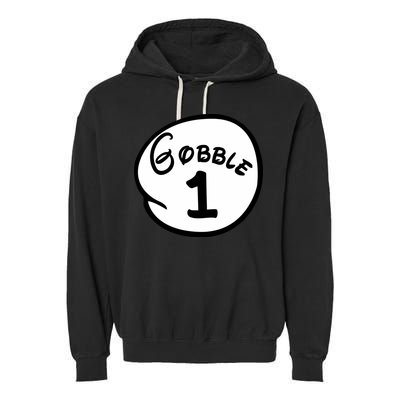 Gobble 1 2 3 Funny Thanksgiving Matching Garment-Dyed Fleece Hoodie