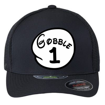 Gobble 1 2 3 Funny Thanksgiving Matching Flexfit Unipanel Trucker Cap