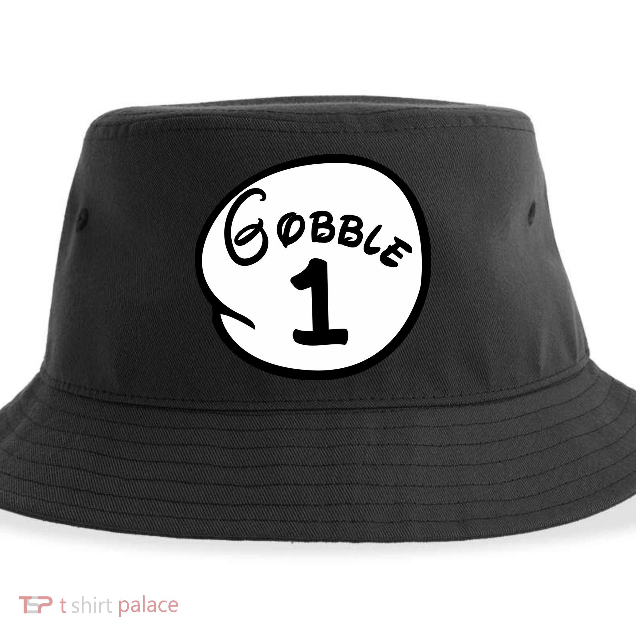 Gobble 1 2 3 Funny Thanksgiving Matching Sustainable Bucket Hat