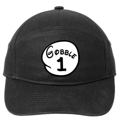 Gobble 1 2 3 Funny Thanksgiving Matching 7-Panel Snapback Hat