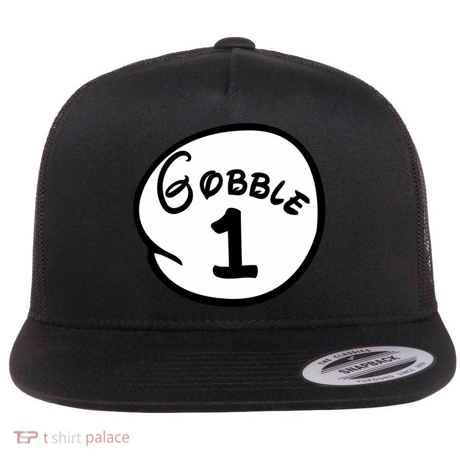 Gobble 1 2 3 Funny Thanksgiving Matching Flatbill Hat