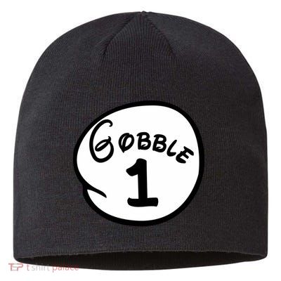Gobble 1 2 3 Funny Thanksgiving Matching Sustainable Beanie