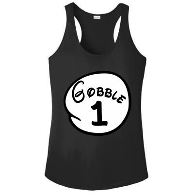 Gobble 1 2 3 Funny Thanksgiving Matching Ladies PosiCharge Competitor Racerback Tank