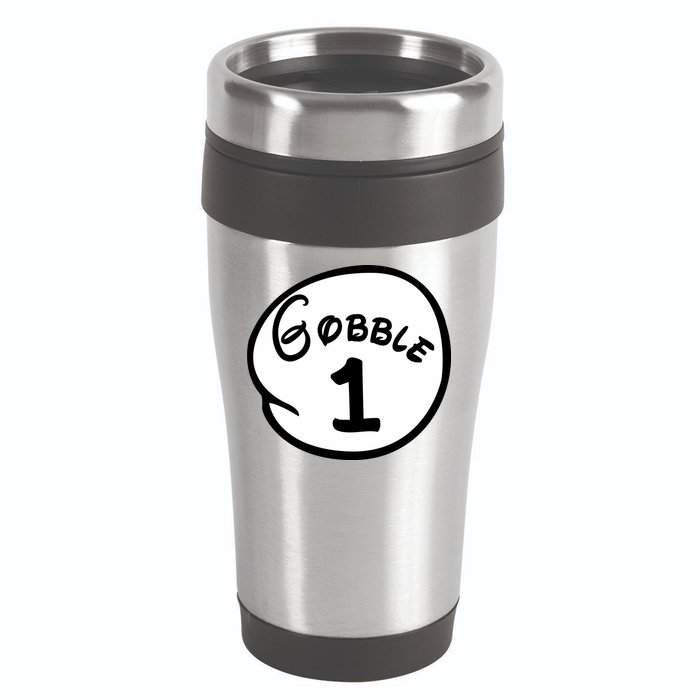 Gobble 1 2 3 Funny Thanksgiving Matching 16oz Travel Tumbler