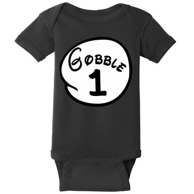 Gobble 1 2 3 Funny Thanksgiving Matching Baby Bodysuit