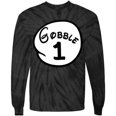 Gobble 1 2 3 Funny Thanksgiving Matching Tie-Dye Long Sleeve Shirt