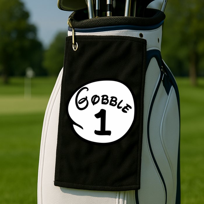 Gobble 1 2 3 Funny Thanksgiving Matching Golf Towel