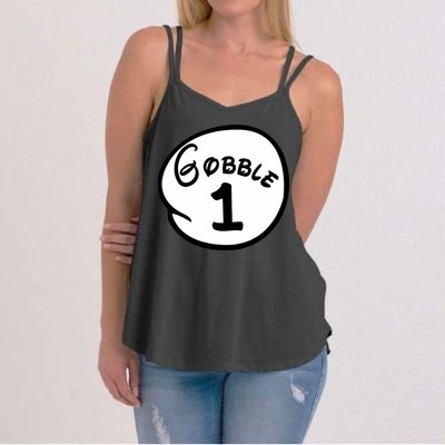 Gobble 1 2 3 Funny Thanksgiving Matching Women's Strappy Tank