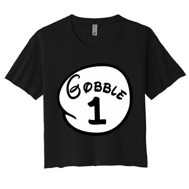 Gobble 1 2 3 Funny Thanksgiving Matching Crop Top