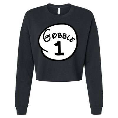 Gobble 1 2 3 Funny Thanksgiving Matching Cropped Pullover Crew