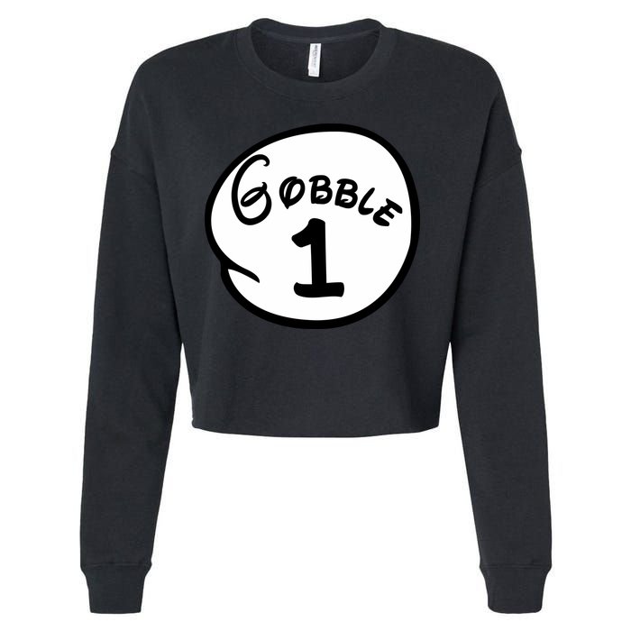 Gobble 1 2 3 Funny Thanksgiving Matching Cropped Pullover Crew