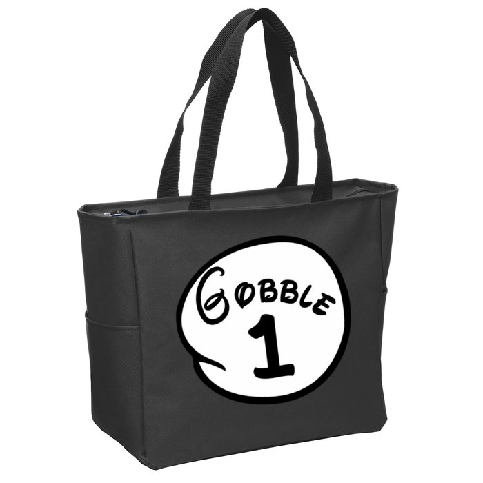 Gobble 1 2 3 Funny Thanksgiving Matching Zip Tote Bag