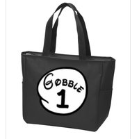Gobble 1 2 3 Funny Thanksgiving Matching Zip Tote Bag