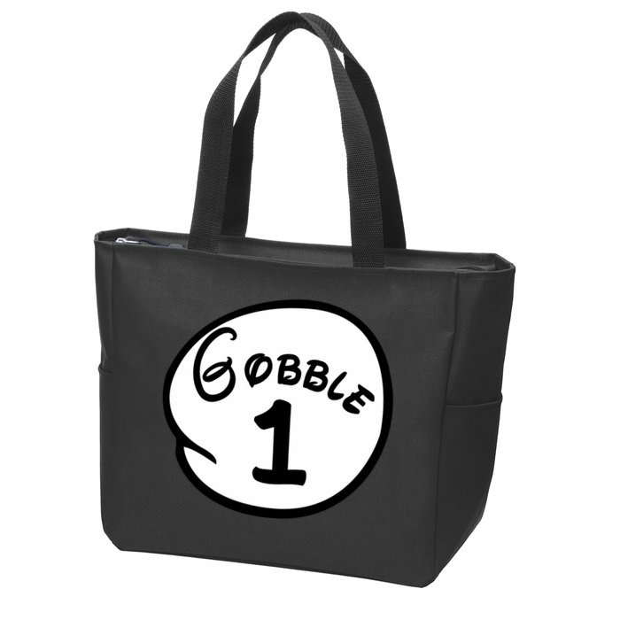 Gobble 1 2 3 Funny Thanksgiving Matching Zip Tote Bag