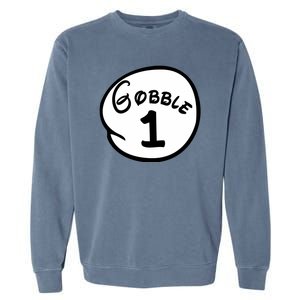 Gobble 1 2 3 Funny Thanksgiving Matching Garment-Dyed Sweatshirt