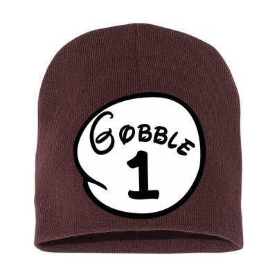 Gobble 1 2 3 Funny Thanksgiving Matching Short Acrylic Beanie