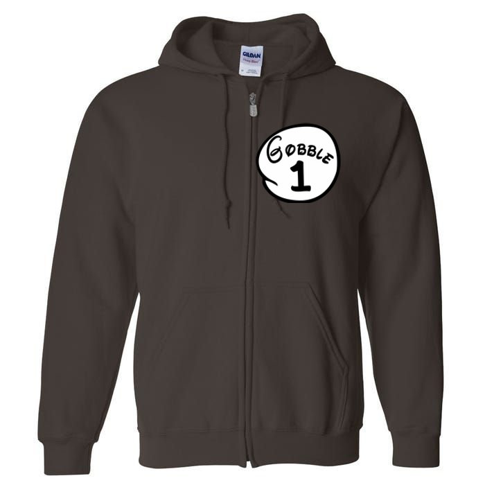 Gobble 1 2 3 Funny Thanksgiving Matching Full Zip Hoodie