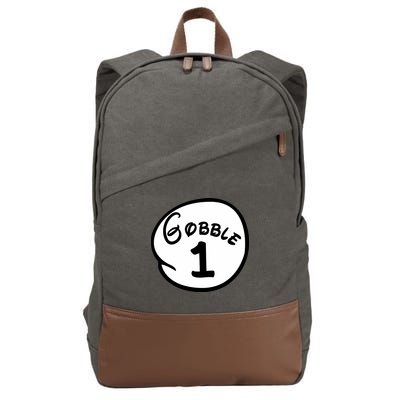 Gobble 1 2 3 Funny Thanksgiving Matching Cotton Canvas Backpack