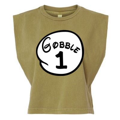 Gobble 1 2 3 Funny Thanksgiving Matching Garment-Dyed Women's Muscle Tee