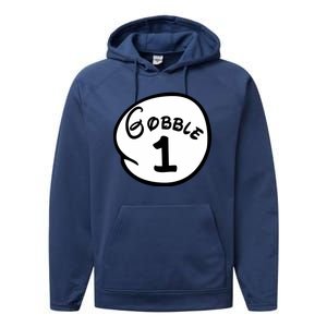 Gobble 1 2 3 Funny Thanksgiving Matching Performance Fleece Hoodie