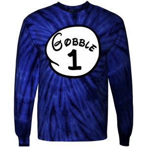 Gobble 1 2 3 Funny Thanksgiving Matching Tie-Dye Long Sleeve Shirt