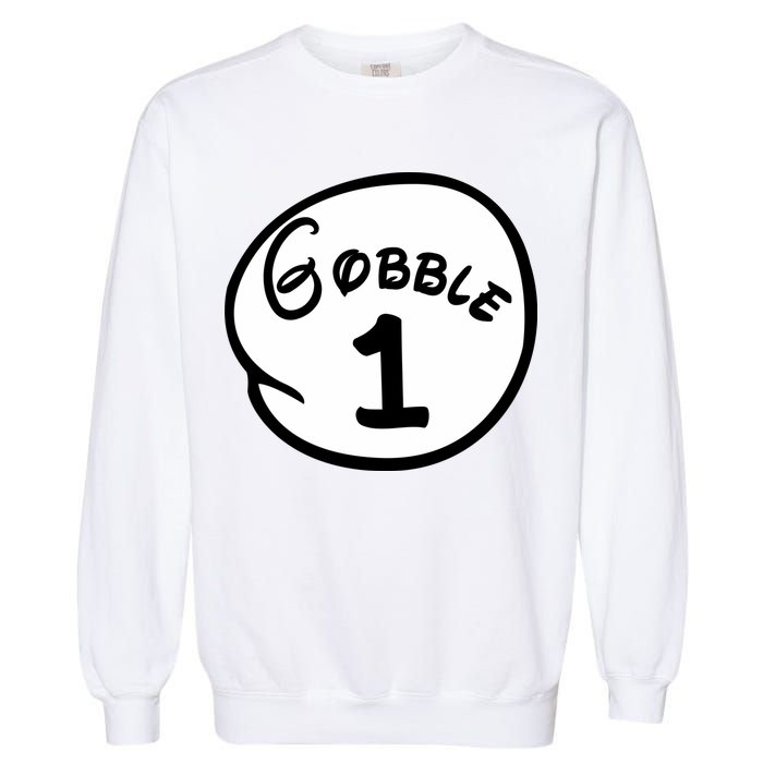 Gobble 1 2 3 Funny Thanksgiving Matching Garment-Dyed Sweatshirt