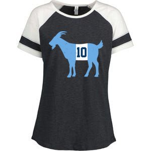 Messi Goat #10 Argentina Soccer Enza Ladies Jersey Colorblock Tee