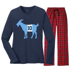 Messi Goat #10 Argentina Soccer Women's Long Sleeve Flannel Pajama Set 