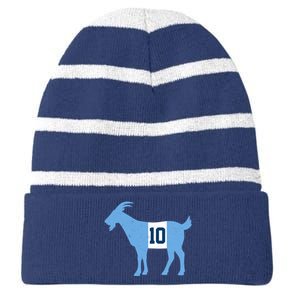 Messi Goat #10 Argentina Soccer Striped Beanie with Solid Band