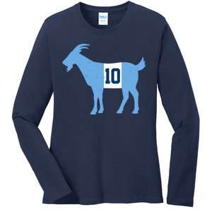 Messi Goat #10 Argentina Soccer Ladies Long Sleeve Shirt