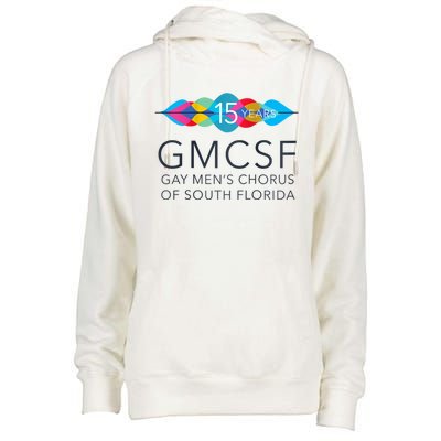 Gmcsf 15th Anniversary Logo White Raglan Baseball Womens Funnel Neck Pullover Hood