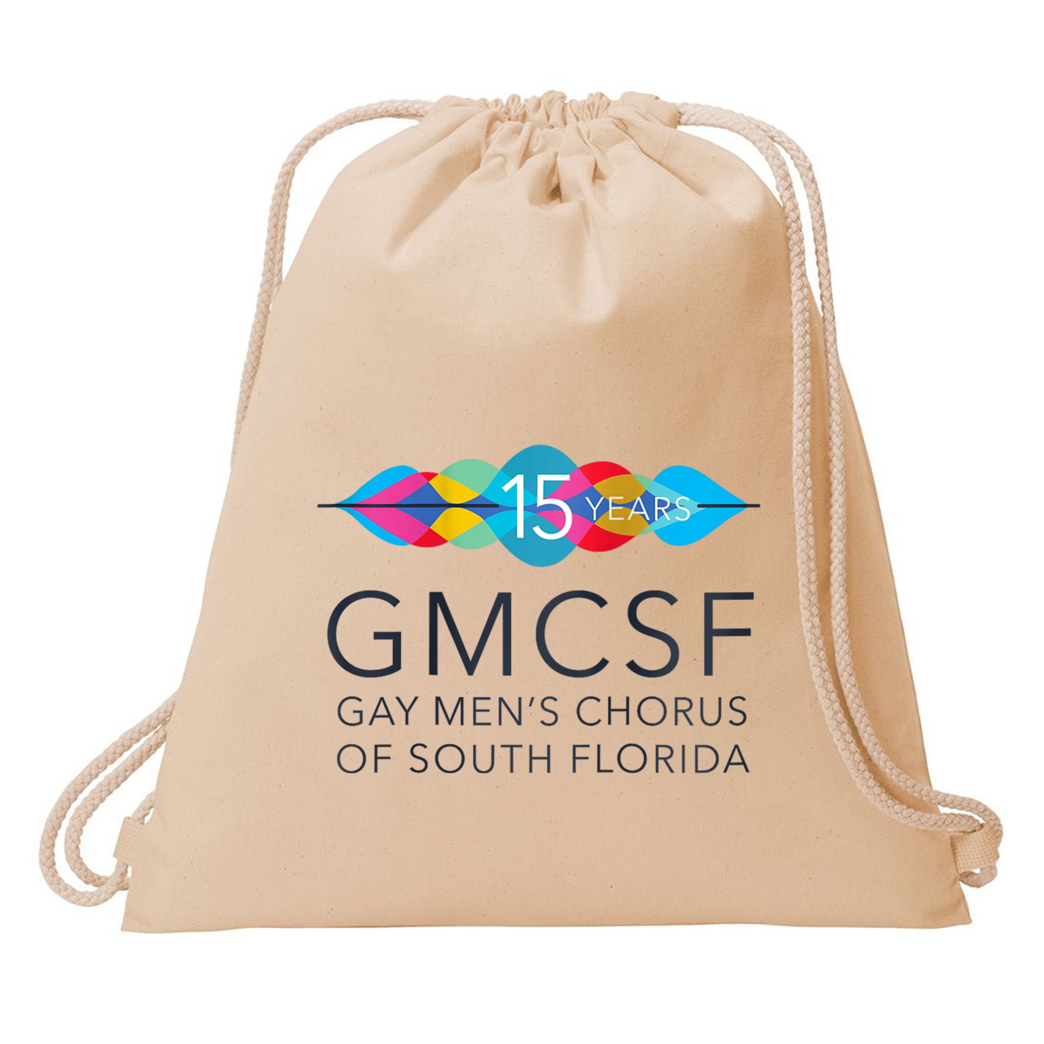Gmcsf 15th Anniversary Logo White Raglan Baseball Drawstring Bag