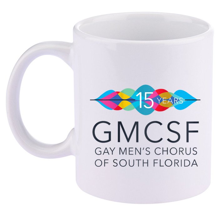 Gmcsf 15th Anniversary Logo White Raglan Baseball 11oz C Handle Ceramic Mug
