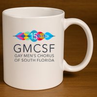Gmcsf 15th Anniversary Logo White Raglan Baseball 11oz C Handle Ceramic Mug