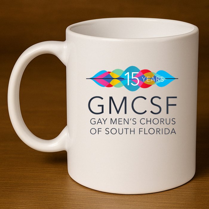 Gmcsf 15th Anniversary Logo White Raglan Baseball 11oz C Handle Ceramic Mug
