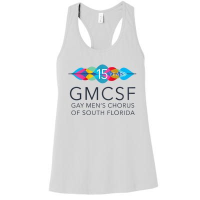 Gmcsf 15th Anniversary Logo White Raglan Baseball Women's Racerback Tank