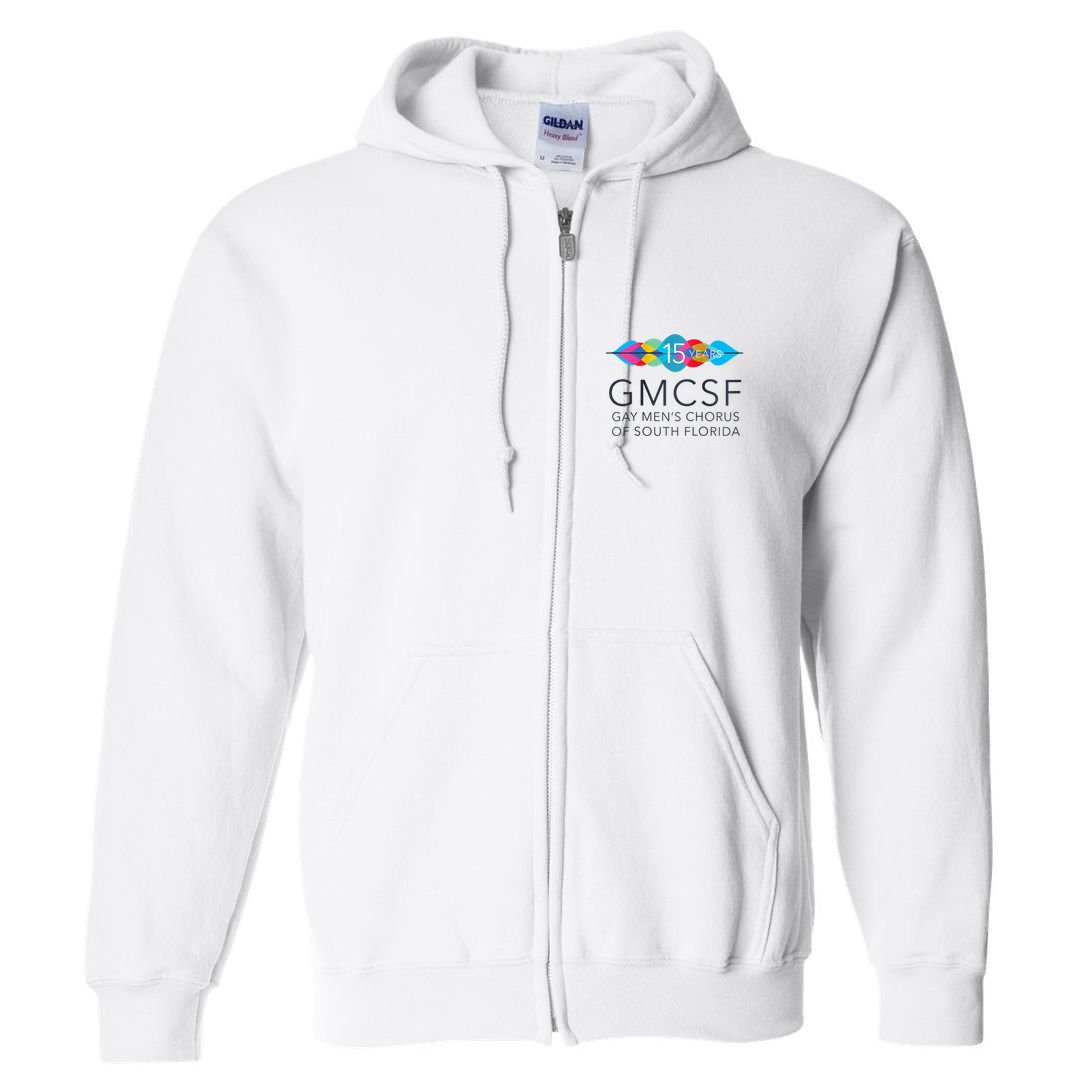Gmcsf 15th Anniversary Logo White Raglan Baseball Full Zip Hoodie