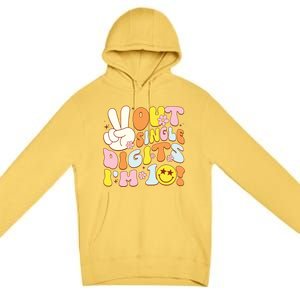 Groovy 10th Birthday Girl Peace Out Single Digits Im 10 Premium Pullover Hoodie