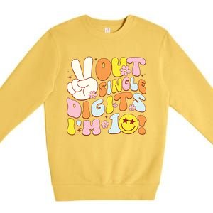 Groovy 10th Birthday Girl Peace Out Single Digits Im 10 Premium Crewneck Sweatshirt