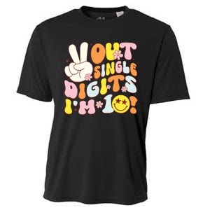 Groovy 10th Birthday Girl Peace Out Single Digits Im 10 Cooling Performance Crew T-Shirt