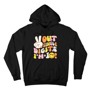 Groovy 10th Birthday Girl Peace Out Single Digits Im 10 Hoodie