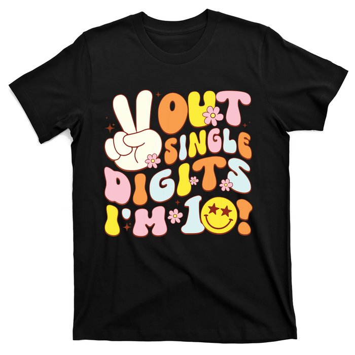 Groovy 10th Birthday Girl Peace Out Single Digits Im 10 T-Shirt