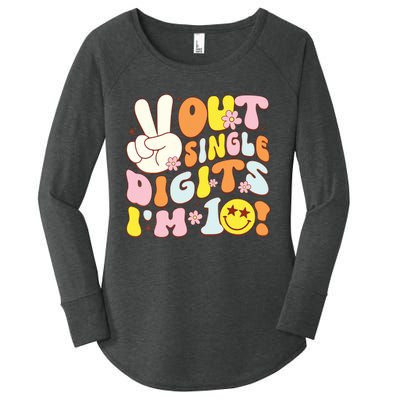 Groovy 10th Birthday Girl Peace Out Single Digits Im 10 Women's Perfect Tri Tunic Long Sleeve Shirt