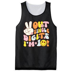 Groovy 10th Birthday Girl Peace Out Single Digits Im 10 Mesh Reversible Basketball Jersey Tank