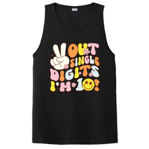 Groovy 10th Birthday Girl Peace Out Single Digits Im 10 PosiCharge Competitor Tank