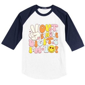 Groovy 10th Birthday Girl Peace Out Single Digits Im 10 Baseball Sleeve Shirt