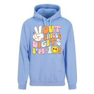 Groovy 10th Birthday Girl Peace Out Single Digits Im 10 Unisex Surf Hoodie